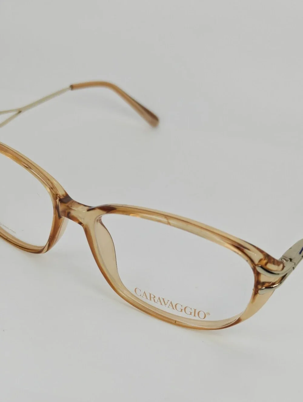 Caravaggio. Women's Light Brown Clear Frame Eyeglasses. Decor.